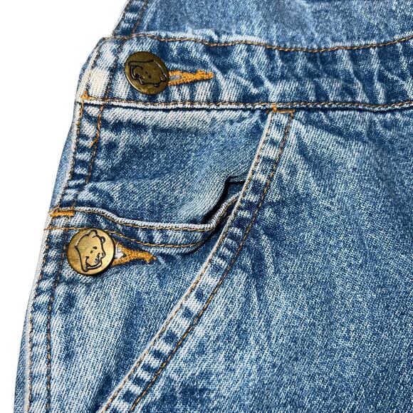 Vintage Winnie the Pooh Tigger denim embroidered short bib overalls kid size med - Picture 6 of 7